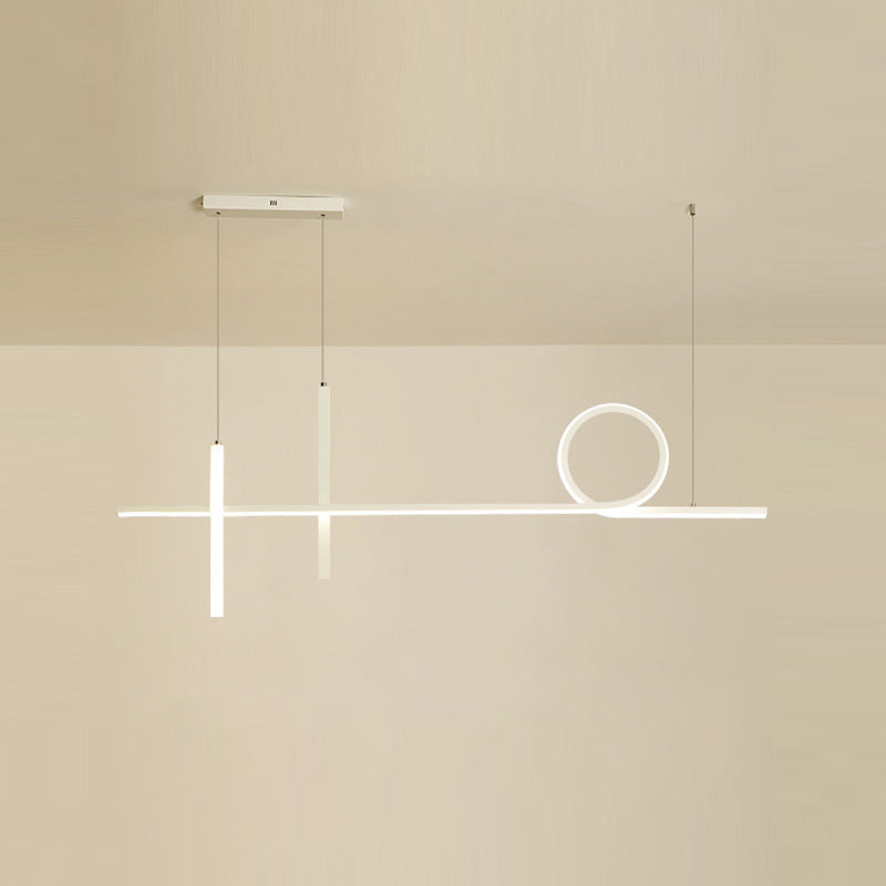 3-Light Ceiling Island Light Minimal Style Linear Shape Metal Pendant Lighting Fixtures