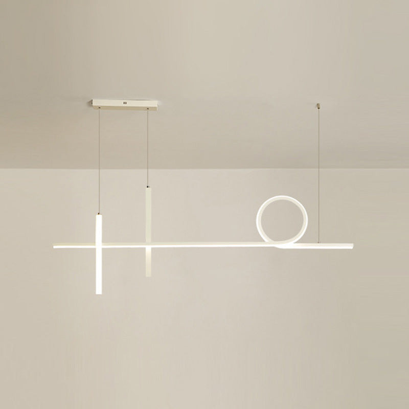 3-Light Ceiling Island Light Minimal Style Linear Shape Metal Pendant Lighting Fixtures