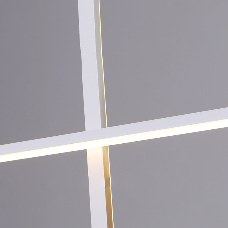 3-Light Ceiling Island Light Minimal Style Linear Shape Metal Pendant Lighting Fixtures