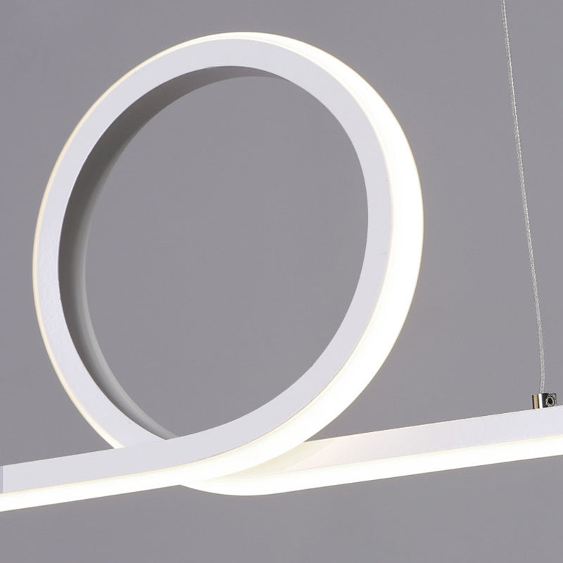 3-Light Ceiling Island Light Minimal Style Linear Shape Metal Pendant Lighting Fixtures