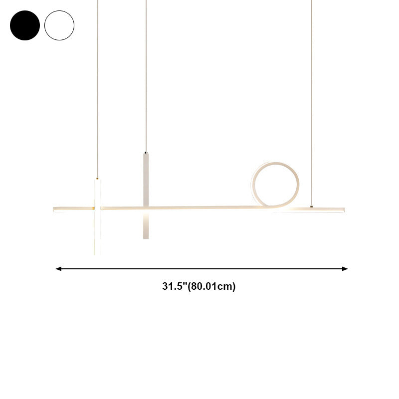 3-Light Ceiling Island Light Minimal Style Linear Shape Metal Pendant Lighting Fixtures