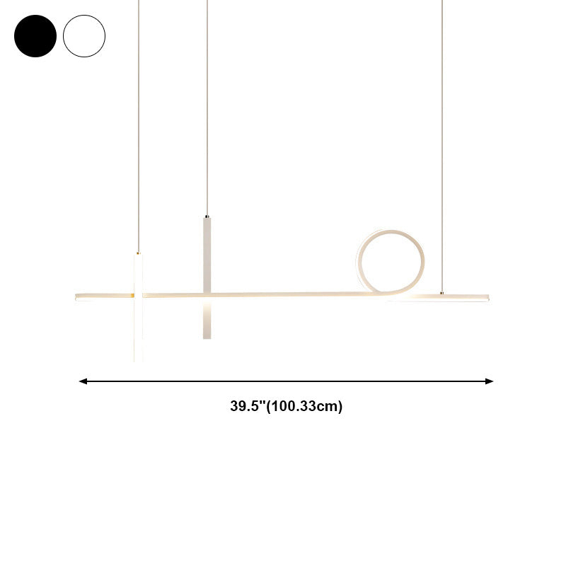 3-Light Ceiling Island Light Minimal Style Linear Shape Metal Pendant Lighting Fixtures