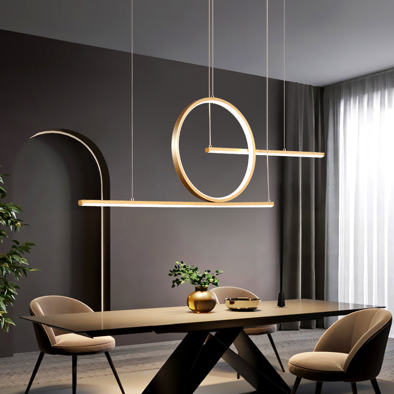 3-Light Ceiling Island Light Modern Style Linear Shape Metal Pendant Lighting