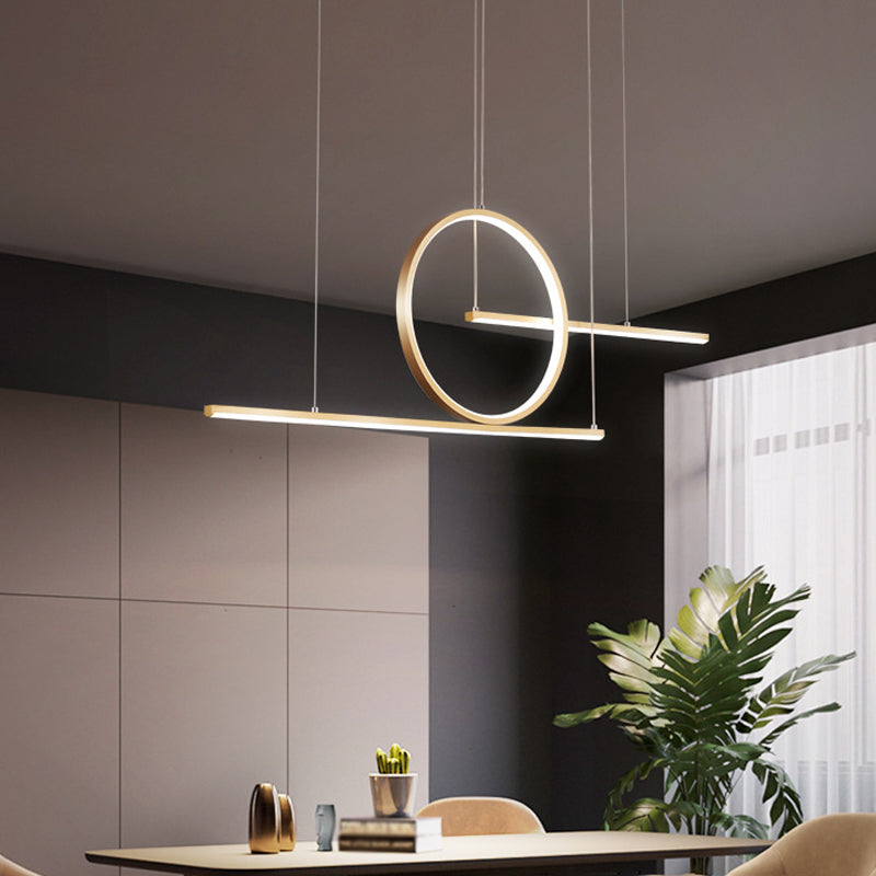3-Light Ceiling Island Light Modern Style Linear Shape Metal Pendant Lighting
