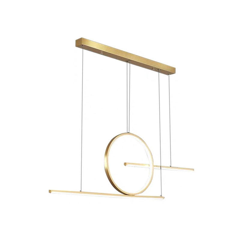 3-Light Ceiling Island Light Modern Style Linear Shape Metal Pendant Lighting