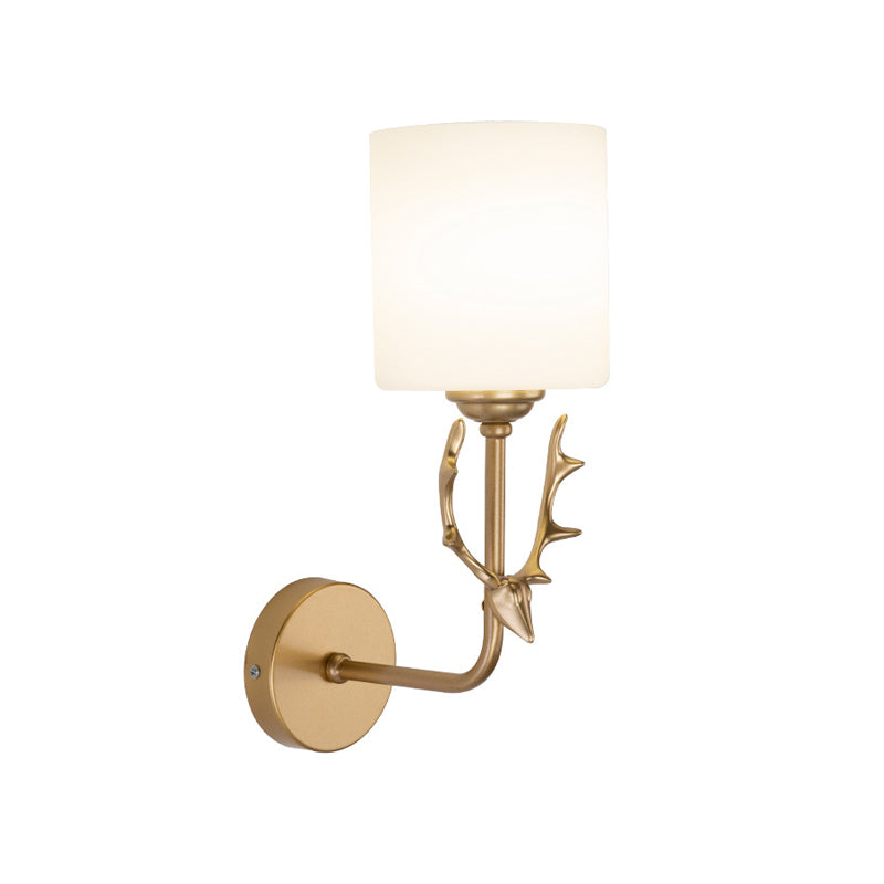 Contemporary Single Head Wall Sconce Glass Lampshade Mounted Light Fixture for Living Room