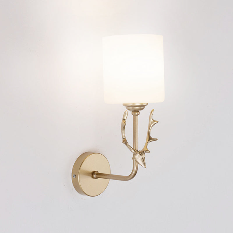 Contemporary Single Head Wall Sconce Glass Lampshade Mounted Light Fixture for Living Room