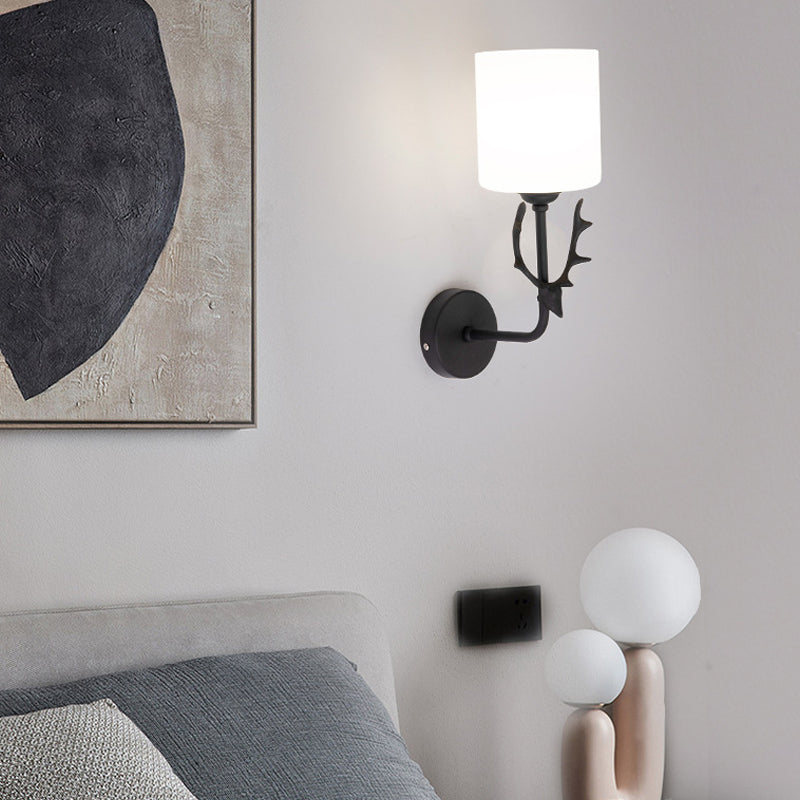 Contemporary Single Head Wall Sconce Glass Lampshade Mounted Light Fixture for Living Room