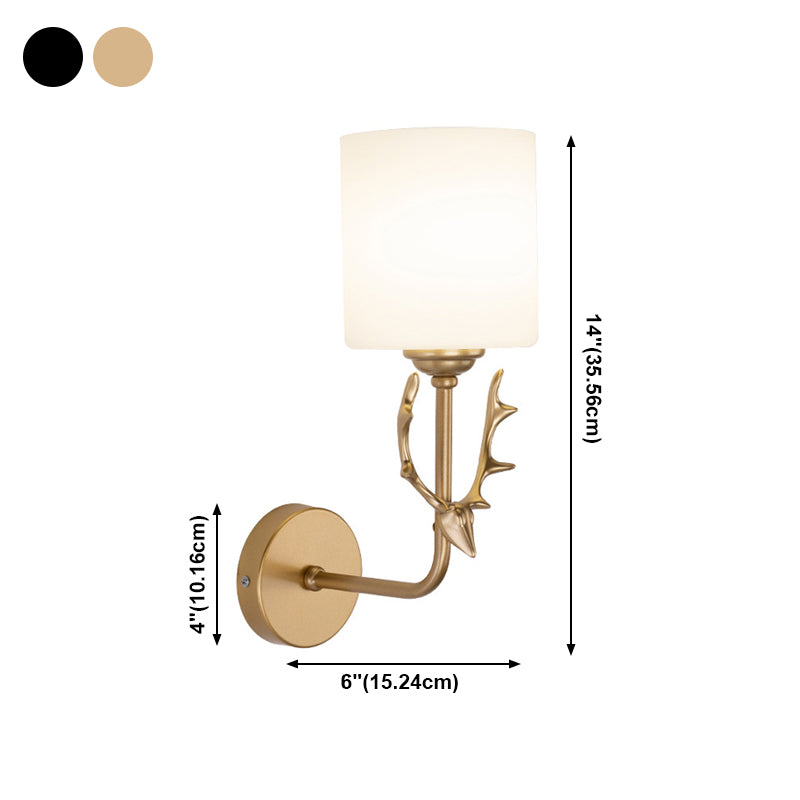 Contemporary Single Head Wall Sconce Glass Lampshade Mounted Light Fixture for Living Room