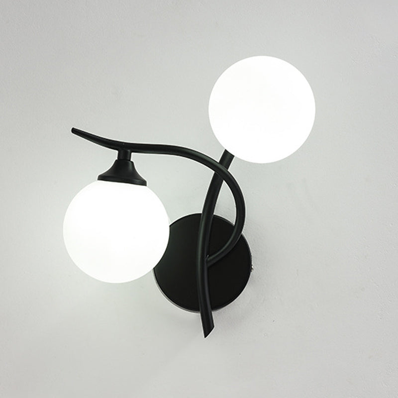 Contemporary White Glass Wall Sconce 2 Head Wall Light for Living Room
