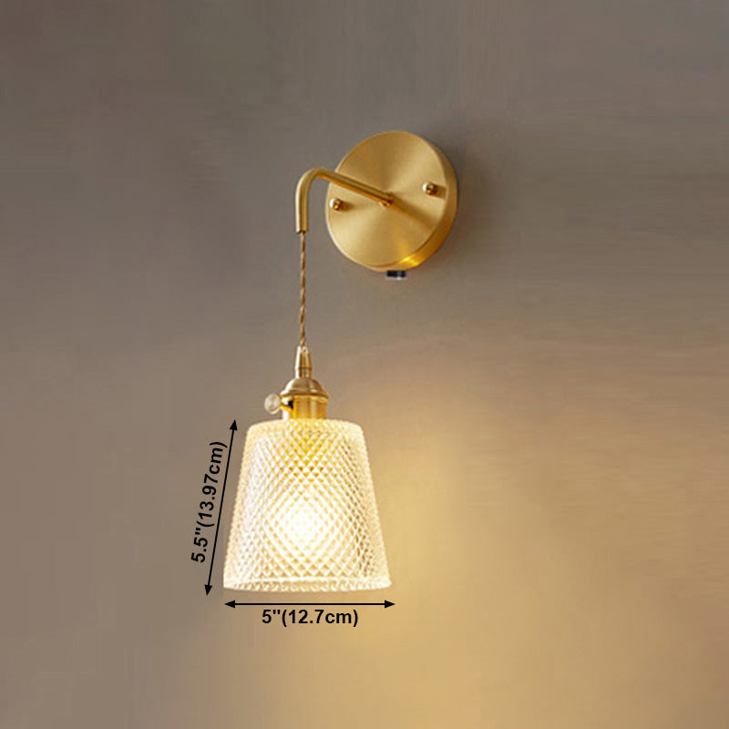 Contemporary Simple Glass Wall Sconce 1 Head Gold Wall Light for Living Room