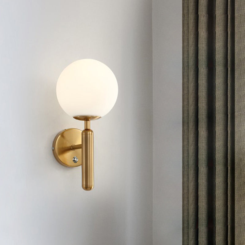 Contemporary 1 Head Wall Light Glass Shade Wall Sconce for Living Room