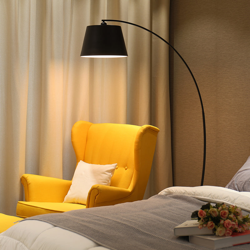 Macaron Metal Floor Reading Lamp Arcuate 1-Light Floor Light for Living Room