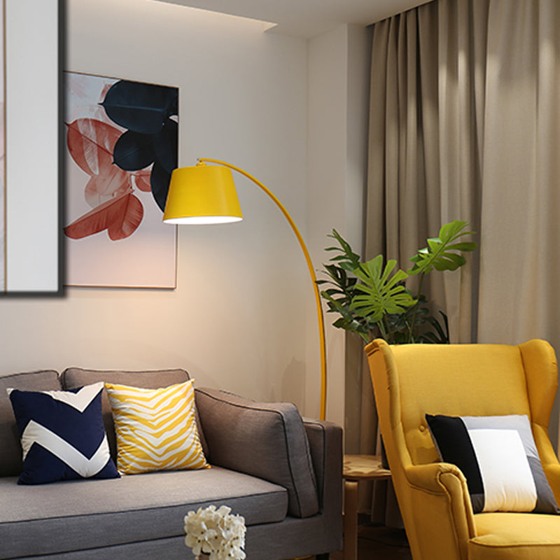 Macaron Metal Floor Reading Lamp Arcuate 1-Light Floor Light for Living Room