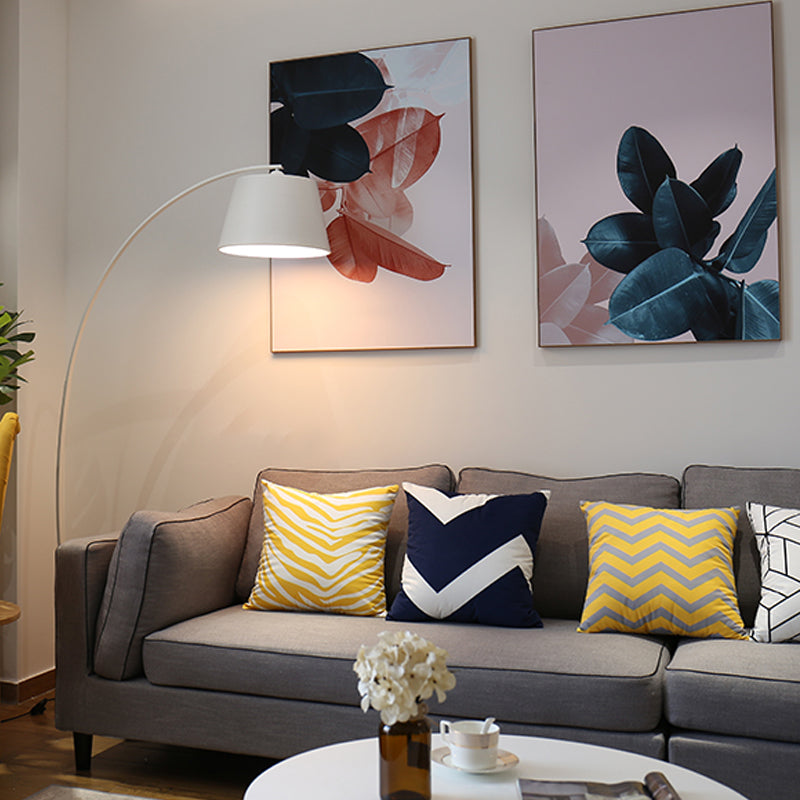 Macaron Metal Floor Reading Lamp Arcuate 1-Light Floor Light for Living Room