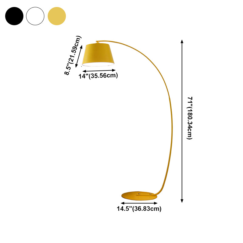 Macaron Metal Floor Reading Lamp Arcuate 1-Light Floor Light for Living Room