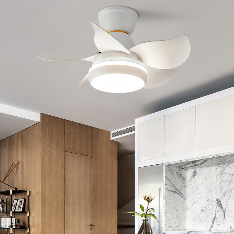 Stylish Macaron Fan Lamp Modern LED Semi Flush Ceiling Light for Bedroom