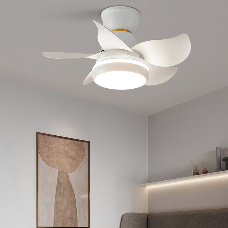 Stylish Macaron Fan Lamp Modern LED Semi Flush Ceiling Light for Bedroom