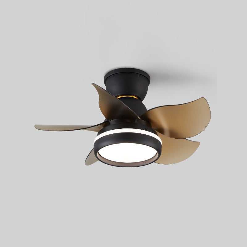 Stylish Macaron Fan Lamp Modern LED Semi Flush Ceiling Light for Bedroom