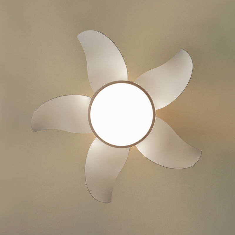 Stylish Macaron Fan Lamp Modern LED Semi Flush Ceiling Light for Bedroom