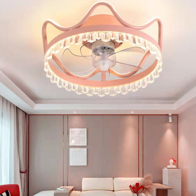 Crown Shape Ceiling Lamp Trendy Nordic LED Ceiling Fan Light for Bedroom