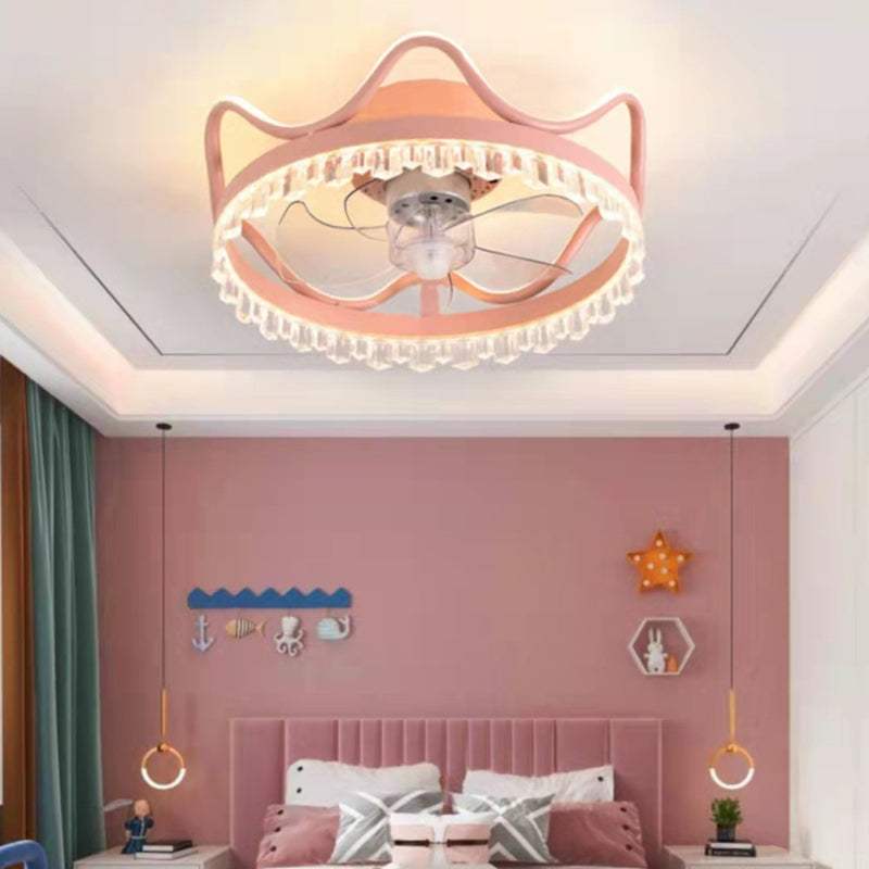 Crown Shape Ceiling Lamp Trendy Nordic LED Ceiling Fan Light for Bedroom