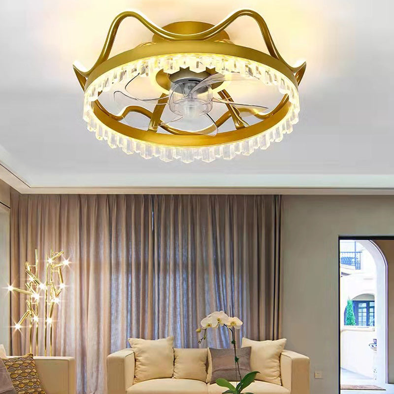 Crown Shape Ceiling Lamp Trendy Nordic LED Ceiling Fan Light for Bedroom