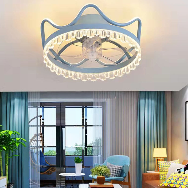 Crown Shape Ceiling Lamp Trendy Nordic LED Ceiling Fan Light for Bedroom