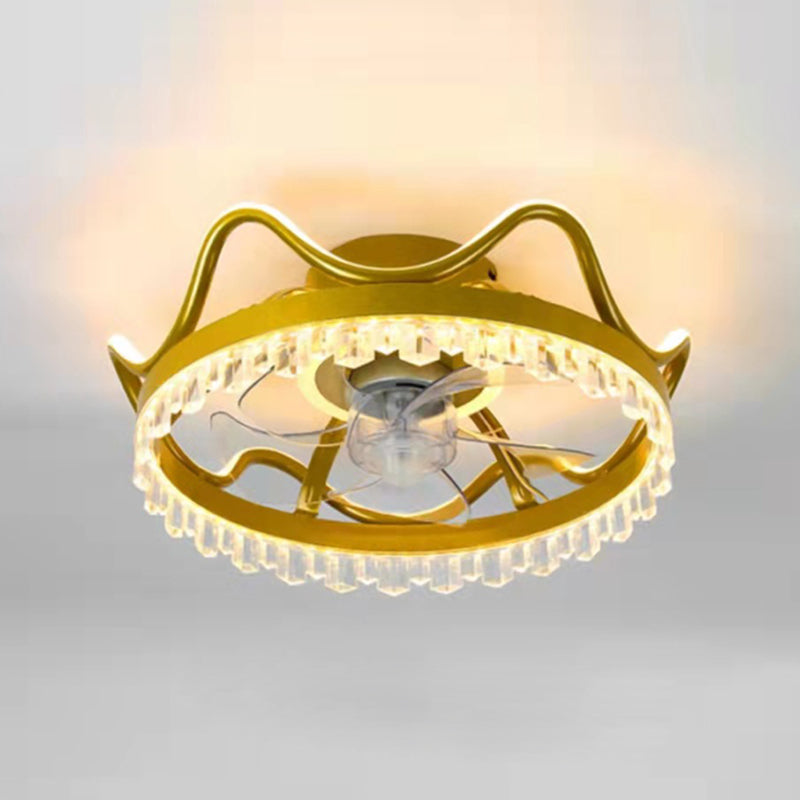 Crown Shape Ceiling Lamp Trendy Nordic LED Ceiling Fan Light for Bedroom