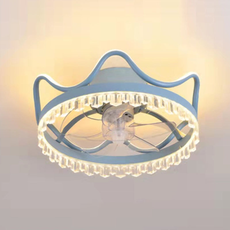 Crown Shape Ceiling Lamp Trendy Nordic LED Ceiling Fan Light for Bedroom