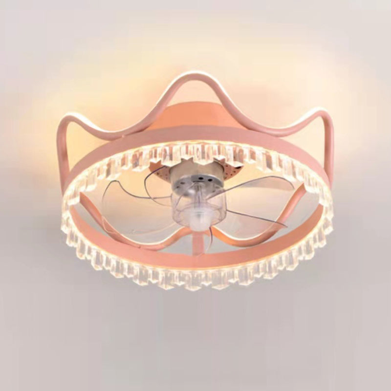 Crown Shape Ceiling Lamp Trendy Nordic LED Ceiling Fan Light for Bedroom
