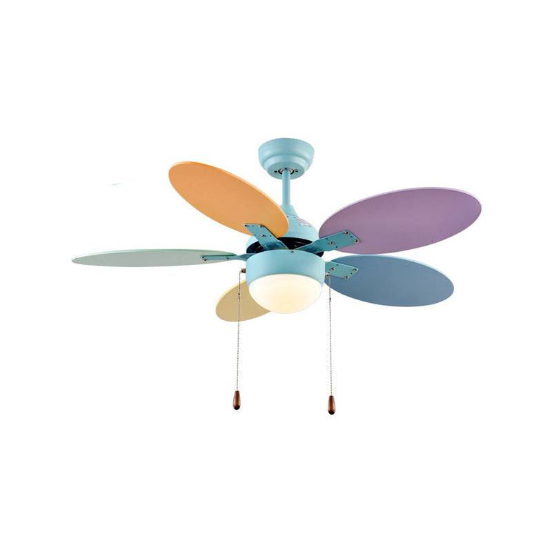 Colorful Pendant Fan Light Cartoon LED Semi Flush Mount Ceiling Lamp