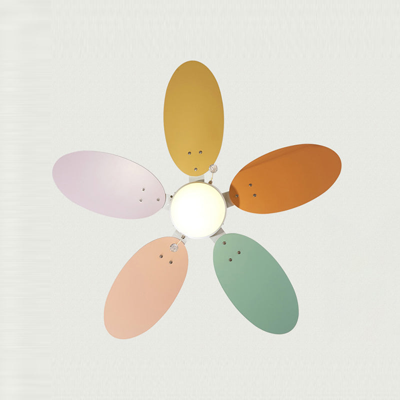 Colorful Pendant Fan Light Cartoon LED Semi Flush Mount Ceiling Lamp