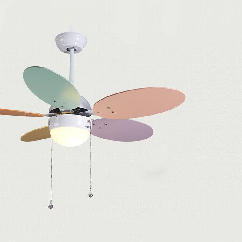 Colorful Pendant Fan Light Cartoon LED Semi Flush Mount Ceiling Lamp