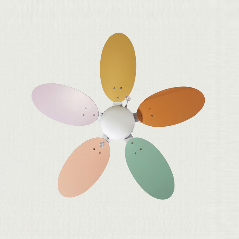 Colorful Pendant Fan Light Cartoon LED Semi Flush Mount Ceiling Lamp