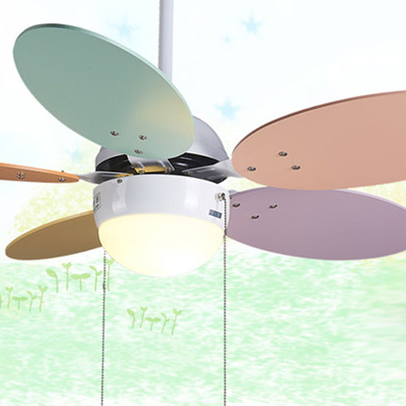 Colorful Pendant Fan Light Cartoon LED Semi Flush Mount Ceiling Lamp
