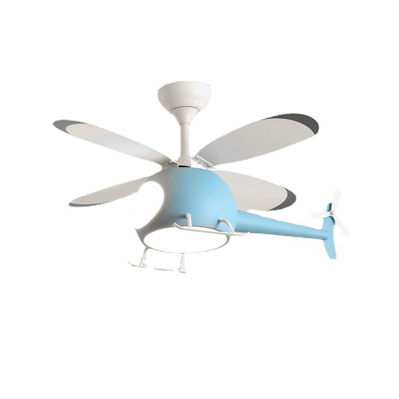 Children's Room Fan Light Fixture Airplane LED Semi-Flush Mount Ceiling Light