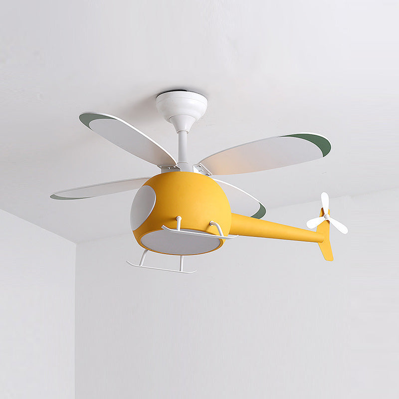 Children's Room Fan Light Fixture Airplane LED Semi-Flush Mount Ceiling Light