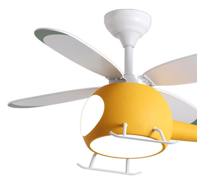Children's Room Fan Light Fixture Airplane LED Semi-Flush Mount Ceiling Light