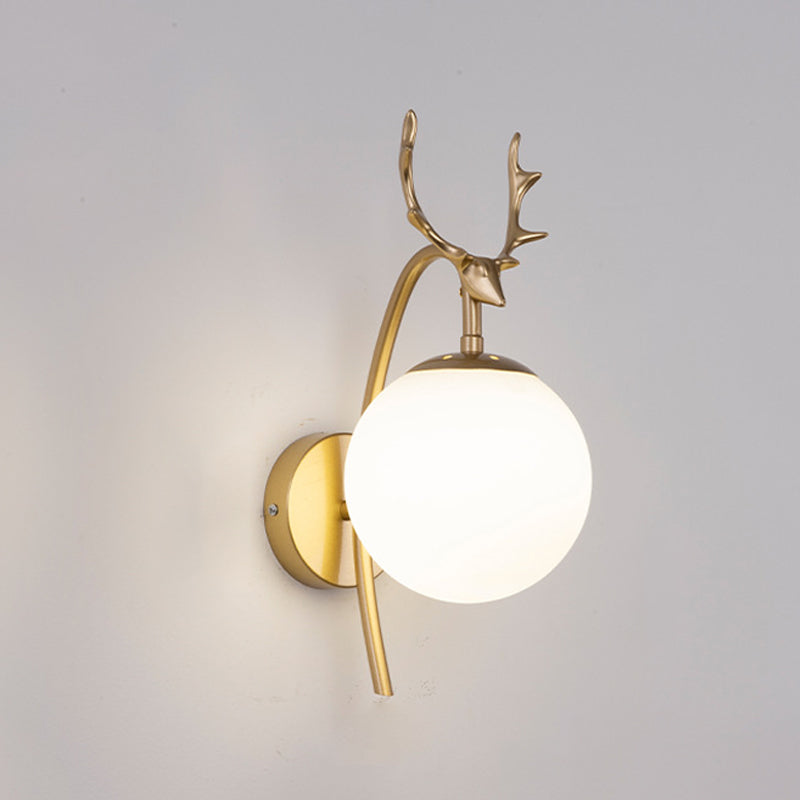 Sitting Room Antler Wall Sconce Modern Glass 1 Head Wall Mounted Light Fixture