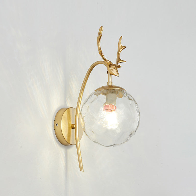 Sitting Room Antler Wall Sconce Modern Glass 1 Head Wall Mounted Light Fixture
