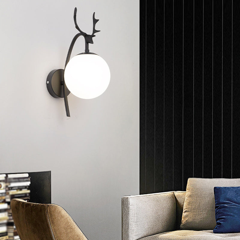 Sitting Room Antler Wall Sconce Modern Glass 1 Head Wall Mounted Light Fixture