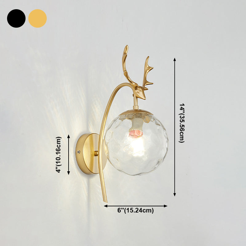 Sitting Room Antler Wall Sconce Modern Glass 1 Head Wall Mounted Light Fixture
