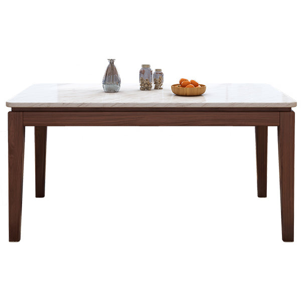 Solid Wood Mid-Century Modern Table Rectangle Marble Top Table for Kitchen