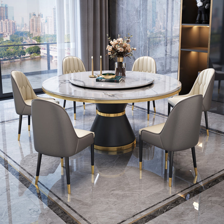 Marble Dining Table Luxury Style Single Pedestal Base Round Table for Home