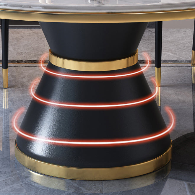 Marble Dining Table Luxury Style Single Pedestal Base Round Table for Home