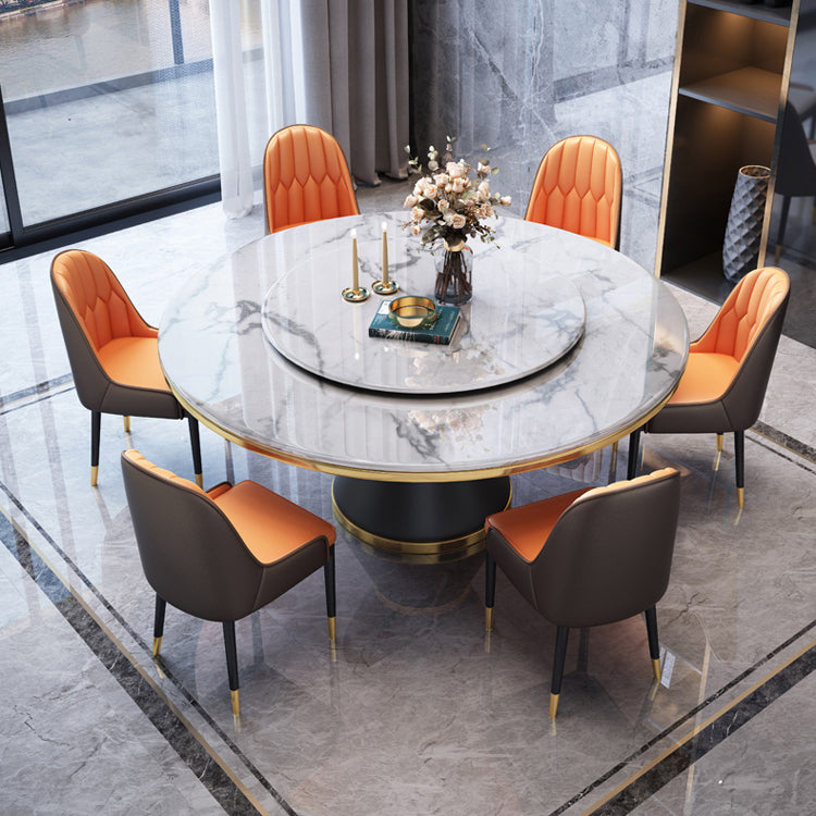 Marble Dining Table Luxury Style Single Pedestal Base Round Table for Home