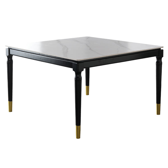 Solid Wood Mid-Century Modern Table White Sintered Stone Table with 4 Legs