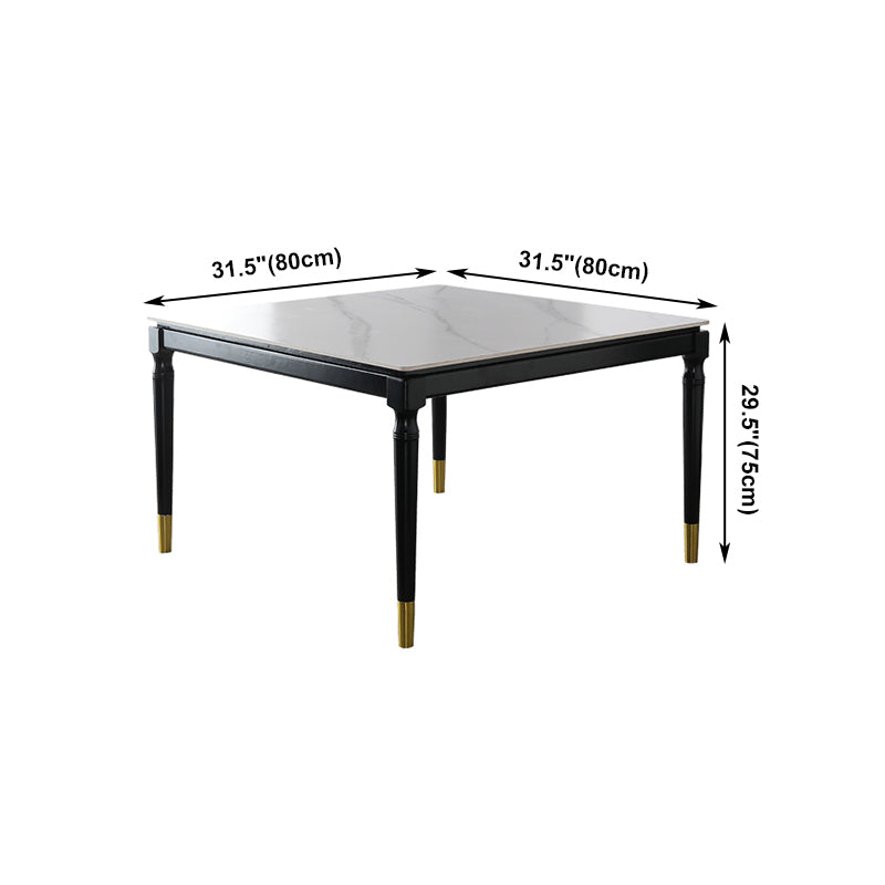 Solid Wood Mid-Century Modern Table White Sintered Stone Table with 4 Legs