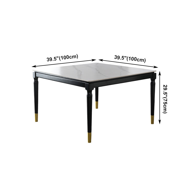 Solid Wood Mid-Century Modern Table White Sintered Stone Table with 4 Legs
